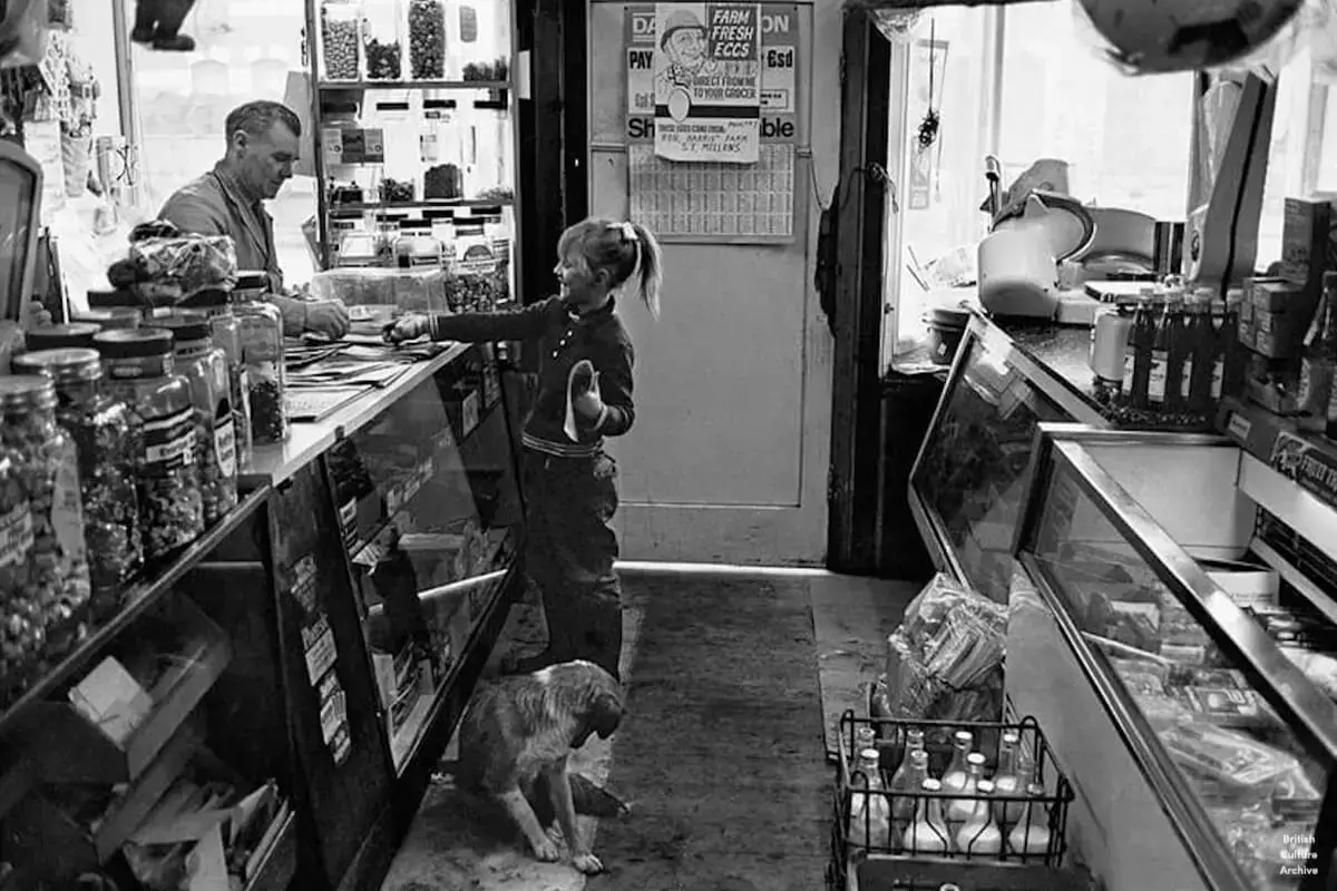 Corner Shop in Splott, Cardiff, 1970s.